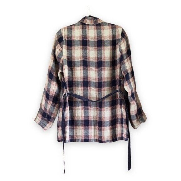 Diega Plaid Linen Valenzo Jacket Red Gray Cream Size Small - Picture 3 of 6